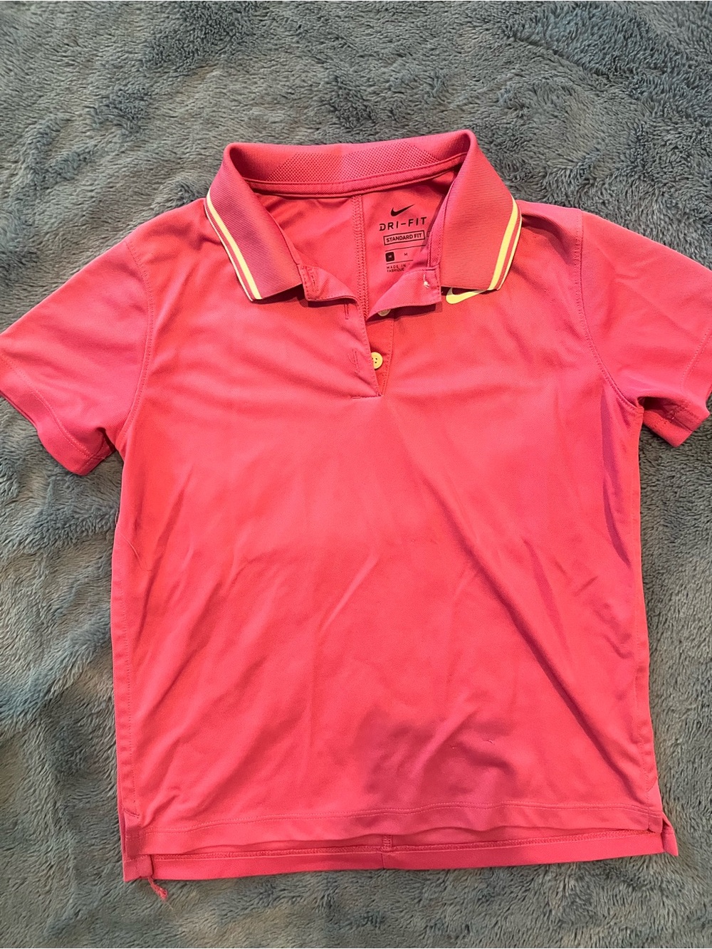 Nike Kids Pink Polo with Yellow Trim